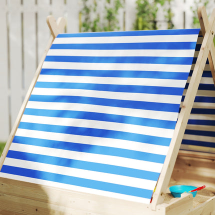 Wooden sandbox with canopy and base, 120 cm
