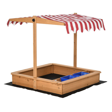 Hölzerner Sandkasten mit Deckel und Dach für Kinder von 3-7 Jahren