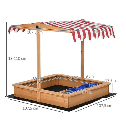 Hölzerner Sandkasten mit Deckel und Dach für Kinder von 3-7 Jahren