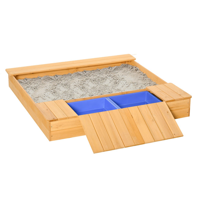 Holzsandkasten mit staubdichtem Dach und Stauraum, 3–6 Jahre