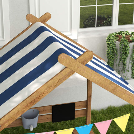 Holzsandkasten mit Dach und Sitzbank, 124x116x146cm, 3-7 Jahre