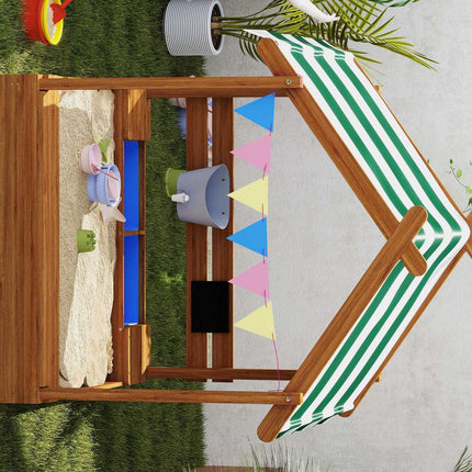 Holzsandkasten mit Sitzbank und Dach, 124x116x146 cm für Kinder