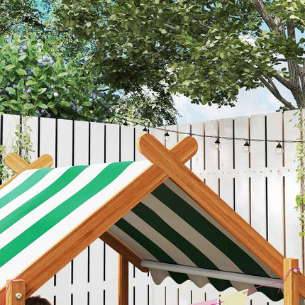 Holzsandkasten mit Sitzbank und Dach, 124x116x146 cm für Kinder