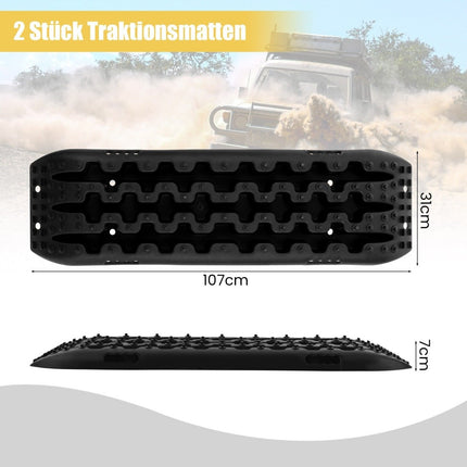 Sandbleche Offroad 2 Stück Traktionshilfe Reifenleiter für Sand/Schlamm/Schnee 107 x 31 x 7 cm schwarz