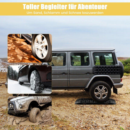 Sandbleche Offroad 2 Stück Traktionshilfe Reifenleiter für Sand/Schlamm/Schnee 107 x 31 x 7 cm schwarz