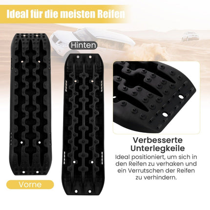 Sandbleche Offroad 2 Stück Traktionshilfe Reifenleiter für Sand/Schlamm/Schnee 107 x 31 x 7 cm schwarz