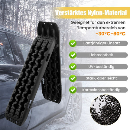 Sandbleche Offroad 2 Stück Traktionshilfe Reifenleiter für Sand/Schlamm/Schnee 107 x 31 x 7 cm schwarz