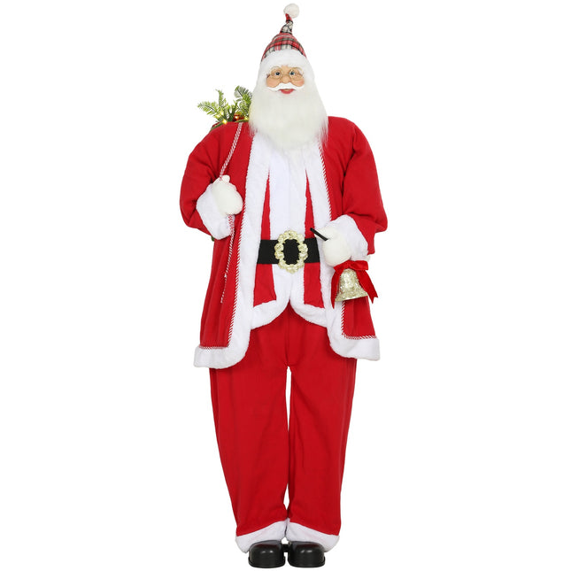 Weihnachtsmann 1,6m mit Geschenk und Glocken-Soundfunktion