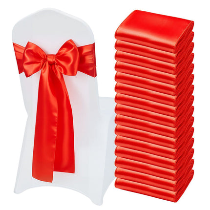 Satin Chair Sashes, 50-Pack, Red, 7 x 108 Inch