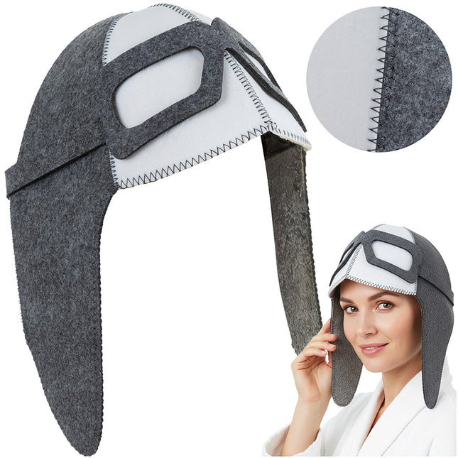 Saunahut, Pilotenmütze, 100 % Filz, Einheitsgröße