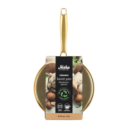 Sauté Pan 24 cm, 2.2 L, Ceramic Non-Stick, Beige