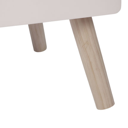 Scandinavian Bedside Table, White Pine, 3 Oval Shelves