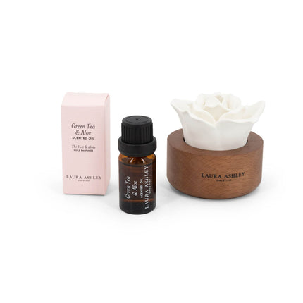 Scented Flower Diffuser with Ceramic and Wood, 30-Day Fragrance