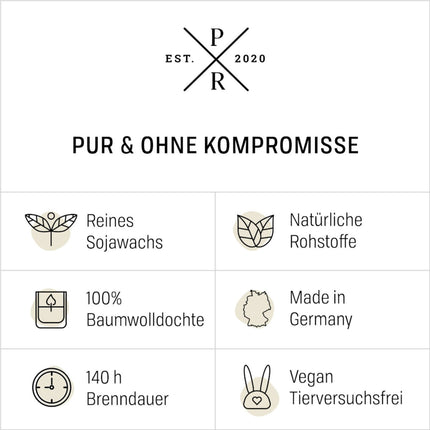 Duftkerze aus Sojawachs, 140 Stunden Brenndauer