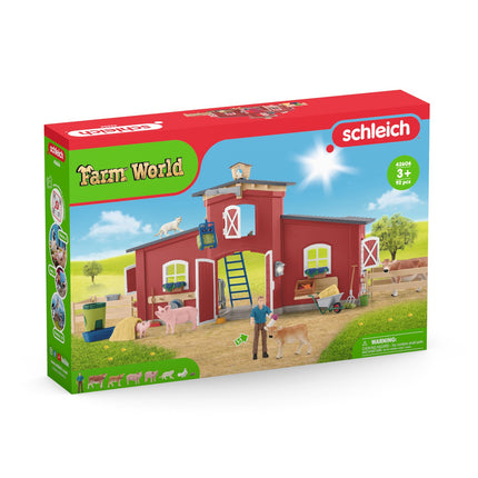 Schleich Farm World Playset Red Barn With Animals
