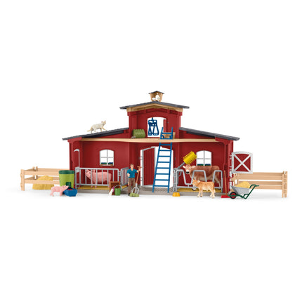 Schleich Farm World Playset Red Barn With Animals