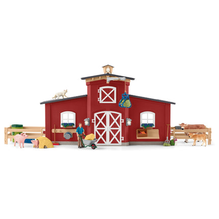 Schleich Farm World Playset Red Barn With Animals