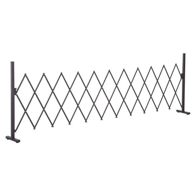 Portillon ciseaux, barrière extensible, 35-300 cm, idéal pour jardin, aluminium, marron, H 103,5 cm