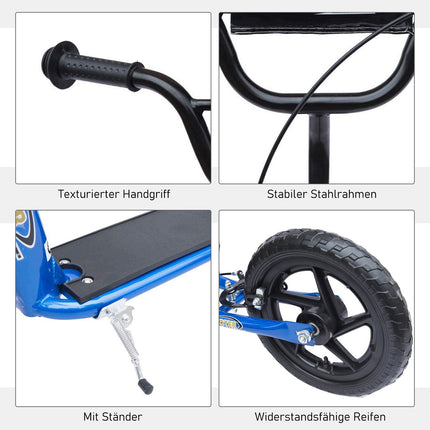 Trottinette pour enfant City Scooter 12 pouces avec frein arrière, hauteur réglable, acier et EVA, bleu, 120 x 52 x 80-88 cm