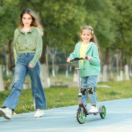 Children's foldable kick scooter, adjustable height, green