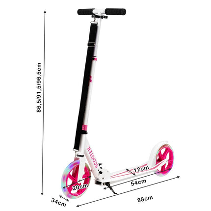 Scooter Roller faltbar Tretroller höhenverstellbar 100kg Tragkraft Kickscooter mit 2 LED Rädern Pink