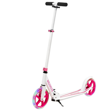 Scooter Roller faltbar Tretroller höhenverstellbar 100kg Tragkraft Kickscooter mit 2 LED Rädern Pink