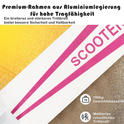 Scooter Roller faltbar Tretroller höhenverstellbar 100kg Tragkraft Kickscooter mit 2 LED Rädern Pink