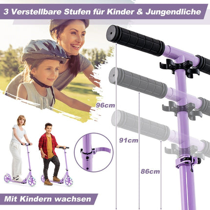 Scooter Roller faltbar Tretroller höhenverstellbar Cityroller 100kg Tragkraft Lila