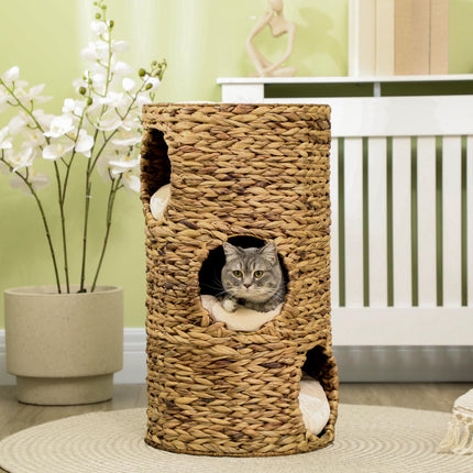 Katzenkratzbaum mit 3 Etagen, gepolstert, 73 cm – Wasserhyazinthe