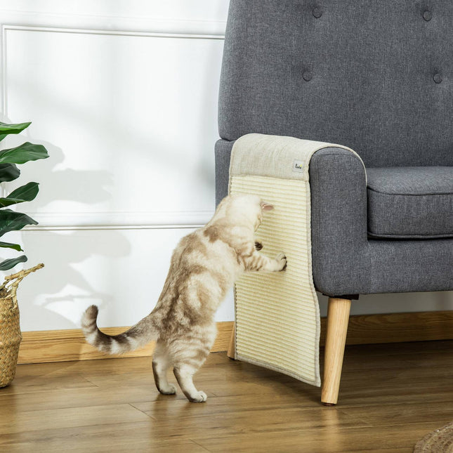 Kratzmatte für Katzen, Sisal-Sofabezugs-Set – Beige/Grau