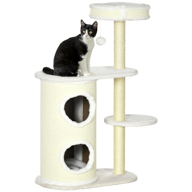 Katzenkratzbaum 100 cm mit Mulde, Sisal, Spielball