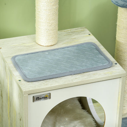 Cat tree, 114cm, Blue - With hanging bed & play ball