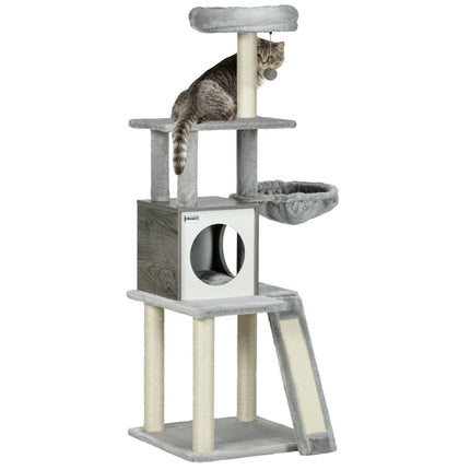 Cat tree 141.5 cm with cave, play ball, bed and sisal