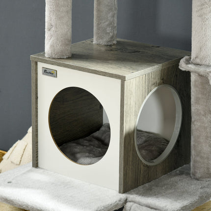 Cat tree 141.5 cm with cave, play ball, bed and sisal