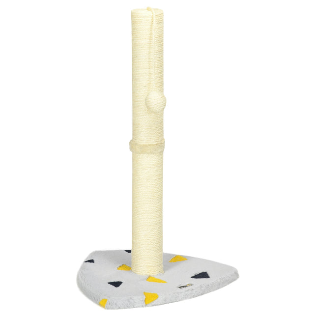 Škrabadlo pro kočky, 62 cm juta s míčkem - světle šedá/béžová