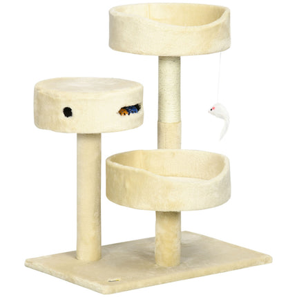 Katzenkratzbaum mit Bett und Spielzeug, 70 cm Beige