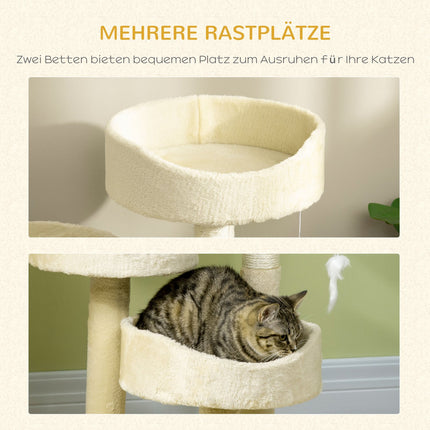 Katzenkratzbaum mit Bett und Spielzeug, 70 cm Beige