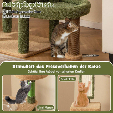 Scratching Post Cactus Cat Tree with Platforms Brush Toy Sisal Rope Green + Brown