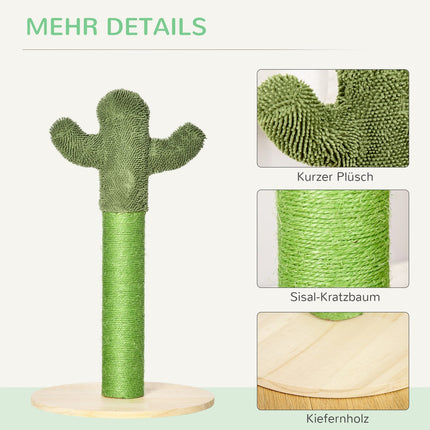 Katzenkratzbaum, Kakteen-Design, Kiefer & Sisal, 65 cm