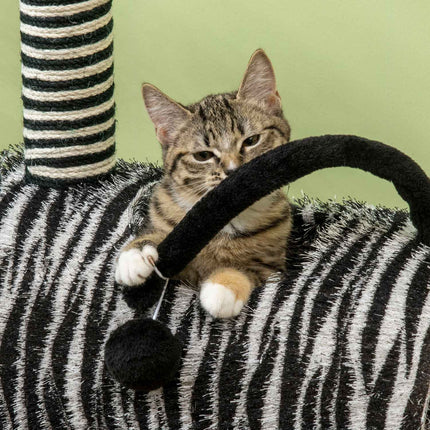 Cat tree with scratching post and tunnel, Zebra Design