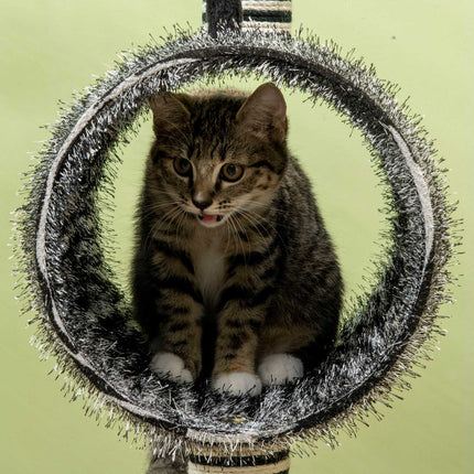 Cat tree with scratching post and tunnel, Zebra Design