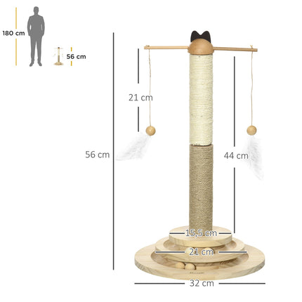 Cat climbing tree with scratching board & toy ball, 56 cm