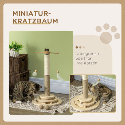 Cat climbing tree with scratching board & toy ball, 56 cm