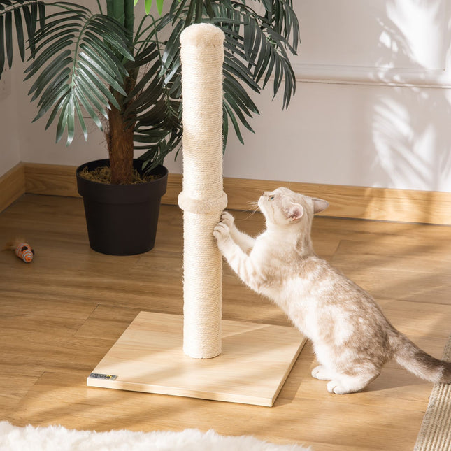 Škrabadlo pro kočky, sisal s míčkem, sloupek 60cm, béžová