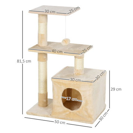 Sisal Cat scratching post, soft plush, stable, 50x30x80 cm
