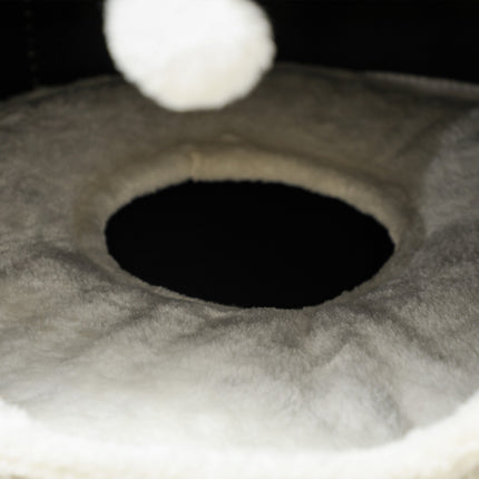 Krabton, 100 cm hoog, kattenton met 3 holten, krabpaal met speelballen, kattentoren van sisal, voor katten tot 6 kg, beige + crèmewit