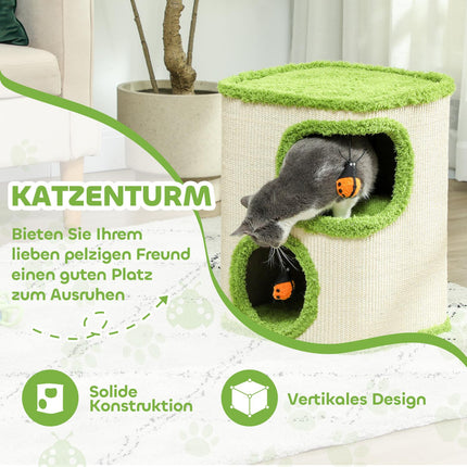 Katzentoilette, 52 cm hoch, Sisal-Höhlenturm mit Spielzeug