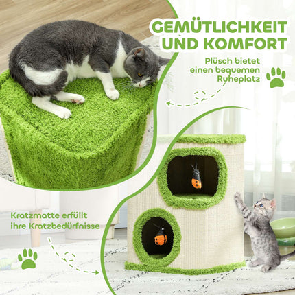 Katzentoilette, 52 cm hoch, Sisal-Höhlenturm mit Spielzeug