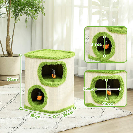 Katzentoilette, 52 cm hoch, Sisal-Höhlenturm mit Spielzeug