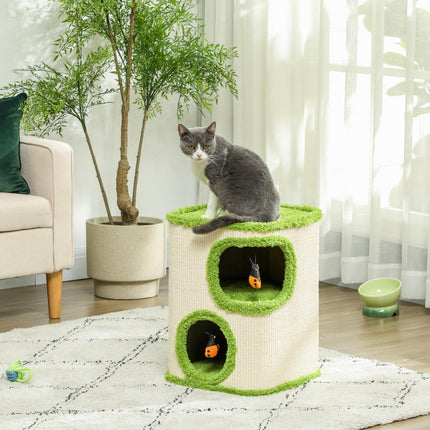 Katzentoilette, 52 cm hoch, Sisal-Höhlenturm mit Spielzeug